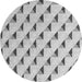 Round Machine Washable Solid Gray Modern Rug, wshabs5069gry