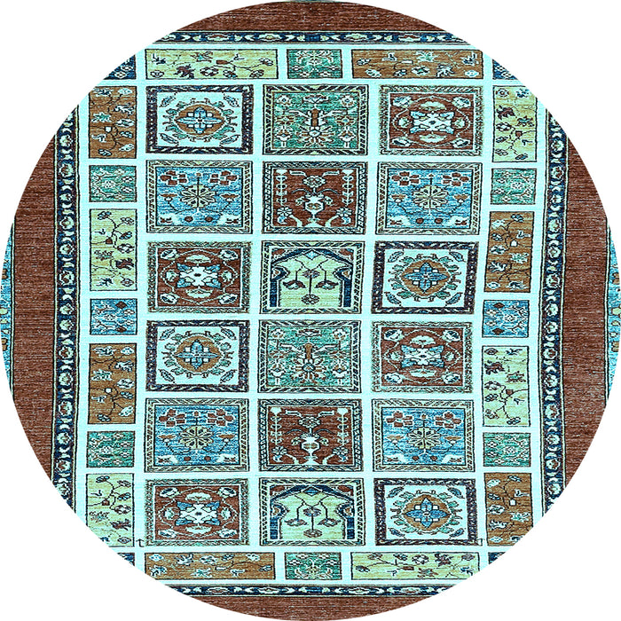 Round Abstract Light Blue Modern Rug, abs506lblu