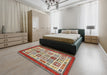 Abstract Red Modern Rug in a Bedroom, abs506