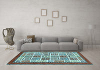 Machine Washable Abstract Light Blue Modern Rug, wshabs506lblu