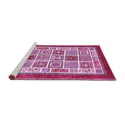 Sideview of Machine Washable Abstract Pink Modern Rug, wshabs506pnk