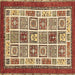 Square Machine Washable Abstract Brown Modern Rug, wshabs506brn