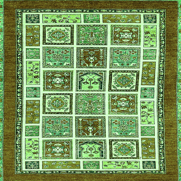 Square Machine Washable Abstract Green Modern Area Rugs, wshabs506grn