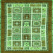 Square Machine Washable Abstract Green Modern Area Rugs, wshabs506grn