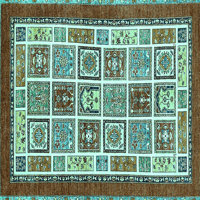 Square Abstract Turquoise Modern Rug, abs506turq