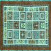 Square Abstract Turquoise Modern Rug, abs506turq