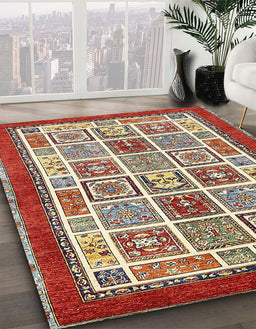 Abstract Red Modern Rug in Family Room, abs506