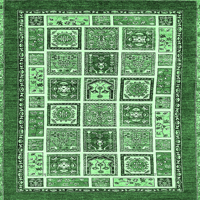 Square Machine Washable Abstract Emerald Green Modern Area Rugs, wshabs506emgrn