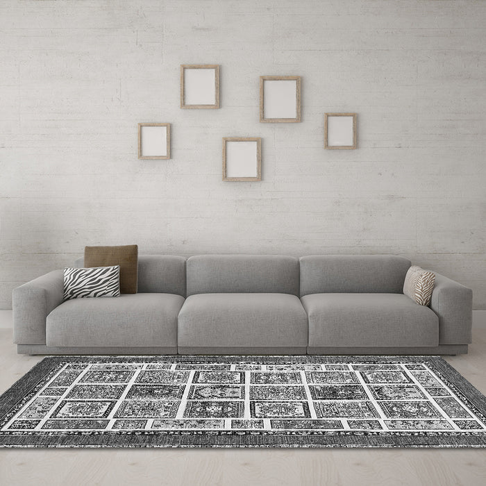 Machine Washable Abstract Gray Modern Rug in a Living Room,, wshabs506gry