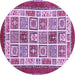 Round Machine Washable Abstract Purple Modern Area Rugs, wshabs506pur