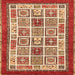 Square Machine Washable Abstract Orange Modern Area Rugs, wshabs506org