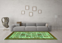 Machine Washable Abstract Green Modern Rug, wshabs506grn