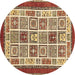 Round Machine Washable Abstract Brown Modern Rug, wshabs506brn