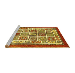 Sideview of Machine Washable Abstract Yellow Modern Rug, wshabs506yw