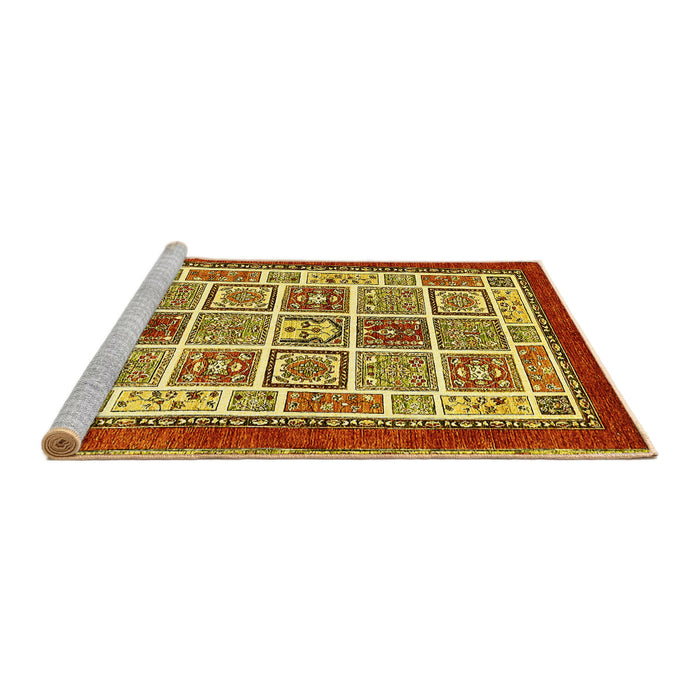 Sideview of Machine Washable Abstract Yellow Modern Rug, wshabs506yw