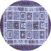 Round Abstract Blue Modern Rug, abs506blu