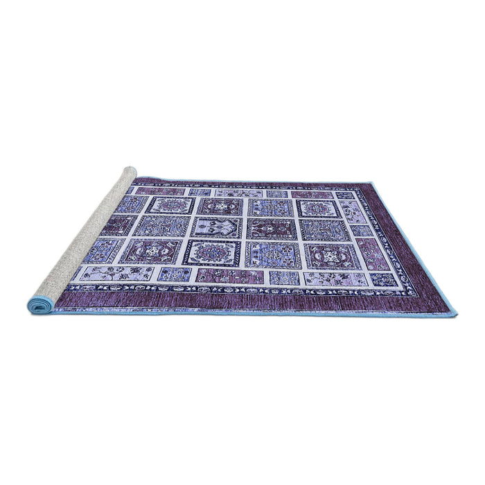 Sideview of Machine Washable Abstract Blue Modern Rug, wshabs506blu