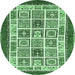 Round Abstract Emerald Green Modern Rug, abs506emgrn