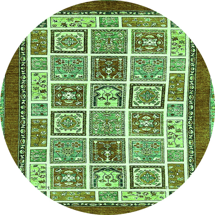 Round Abstract Green Modern Rug, abs506grn