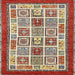 Square Machine Washable Abstract Tomato Red Rug, wshabs506