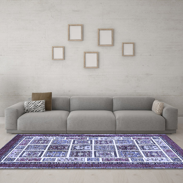 Machine Washable Abstract Blue Modern Rug in a Living Room, wshabs506blu