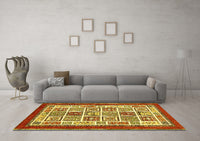 Machine Washable Abstract Yellow Modern Rug, wshabs506yw