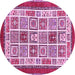 Round Machine Washable Abstract Pink Modern Rug, wshabs506pnk