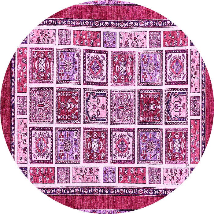 Round Abstract Pink Modern Rug, abs506pnk