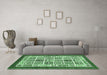 Machine Washable Abstract Emerald Green Modern Area Rugs in a Living Room,, wshabs506emgrn