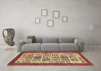 Machine Washable Abstract Brown Modern Rug, wshabs506brn