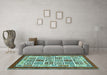 Machine Washable Abstract Turquoise Modern Area Rugs in a Living Room,, wshabs506turq