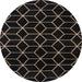 Round Machine Washable Abstract Coffee Brown Rug, wshabs5070