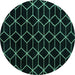 Round Abstract Turquoise Modern Rug, abs5070turq