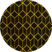 Round Machine Washable Abstract Yellow Modern Rug, wshabs5070yw