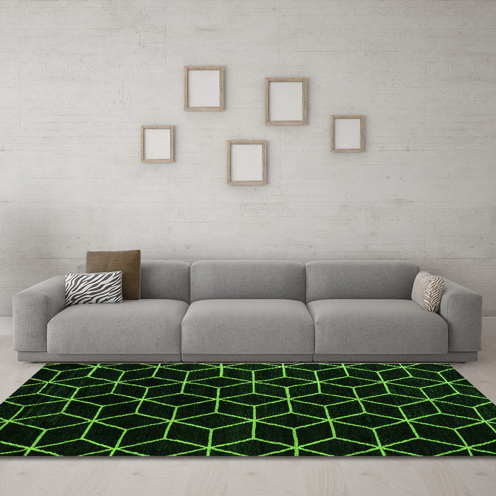 Machine Washable Abstract Green Modern Area Rugs in a Living Room,, wshabs5070grn