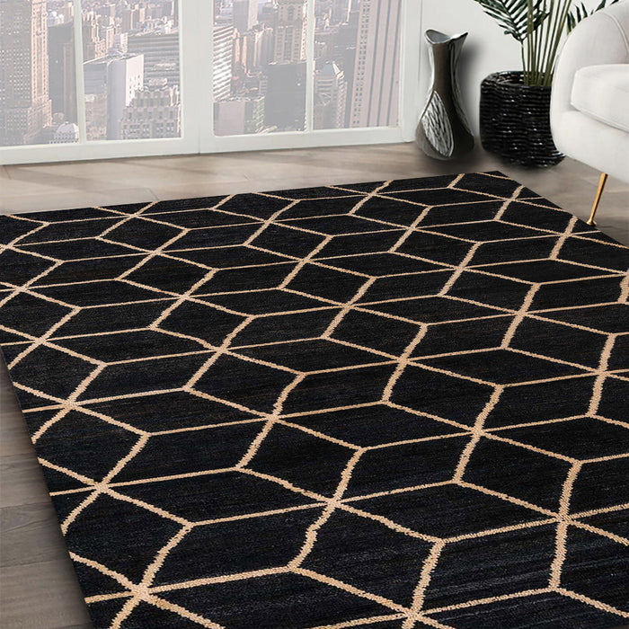 Abstract Coffee Brown Modern Rug in Family Room, abs5070