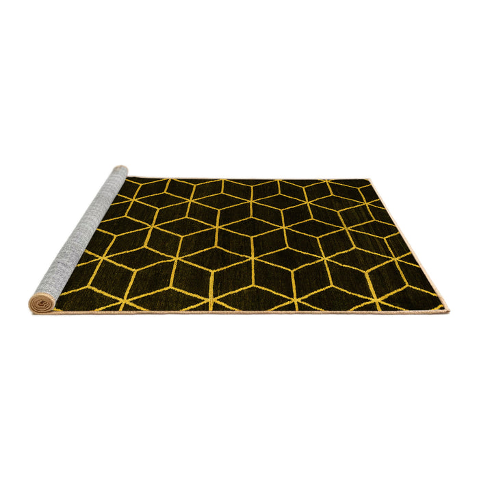 Sideview of Machine Washable Abstract Yellow Modern Rug, wshabs5070yw