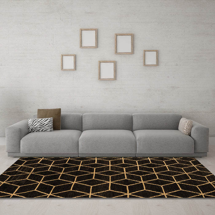 Machine Washable Abstract Brown Modern Rug in a Living Room,, wshabs5070brn