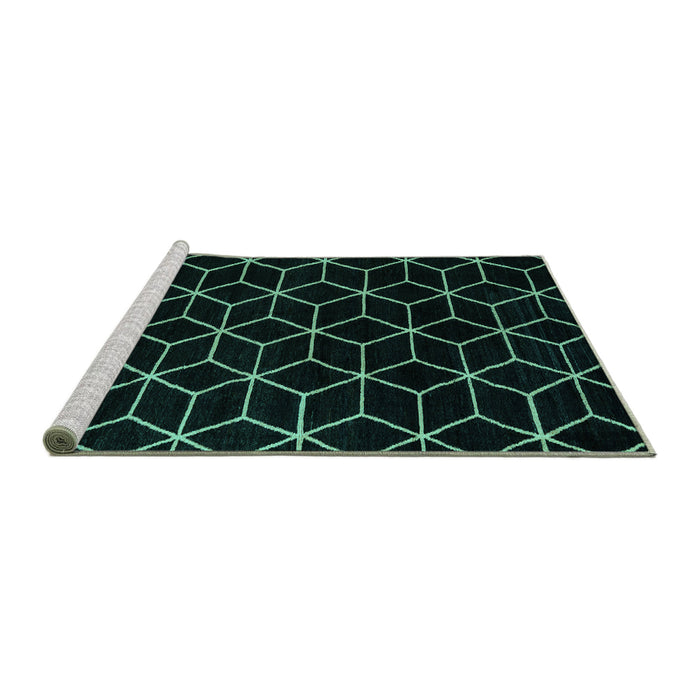 Sideview of Machine Washable Abstract Turquoise Modern Area Rugs, wshabs5070turq