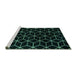 Sideview of Machine Washable Abstract Turquoise Modern Area Rugs, wshabs5070turq