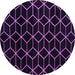 Round Machine Washable Abstract Purple Modern Area Rugs, wshabs5070pur