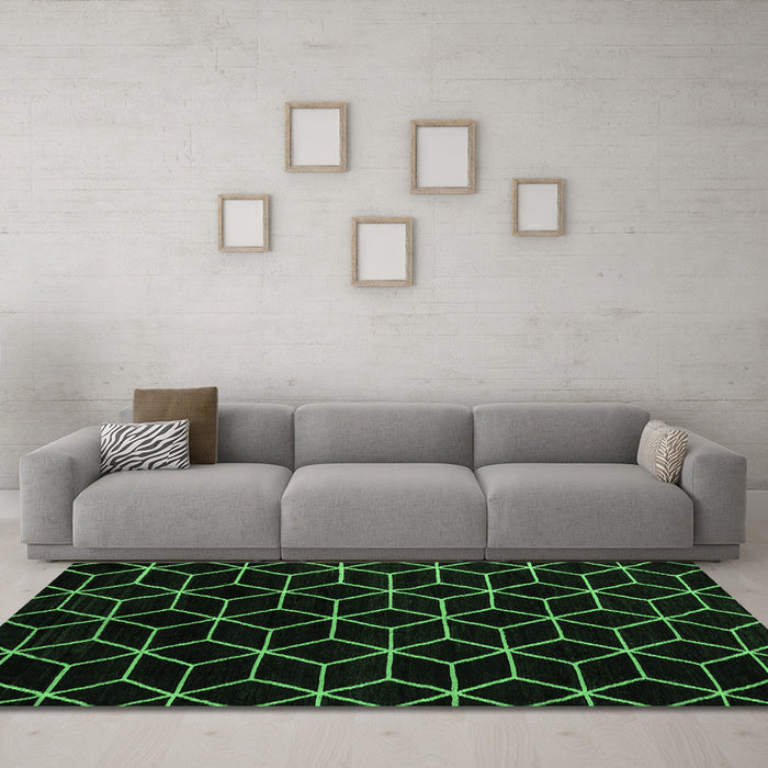 Machine Washable Abstract Emerald Green Modern Area Rugs in a Living Room,, wshabs5070emgrn