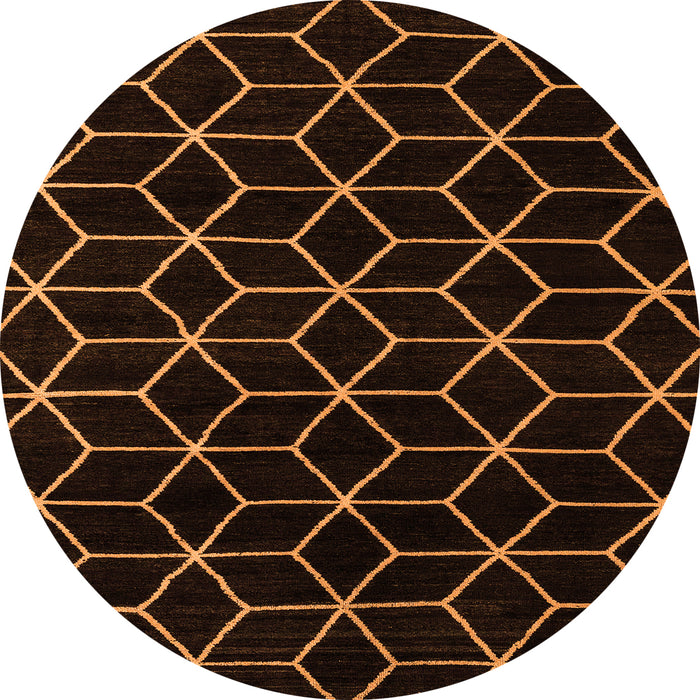 Round Machine Washable Abstract Orange Modern Area Rugs, wshabs5070org