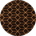 Round Machine Washable Abstract Orange Modern Area Rugs, wshabs5070org