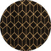 Round Abstract Brown Modern Rug, abs5070brn