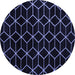 Round Abstract Blue Modern Rug, abs5070blu