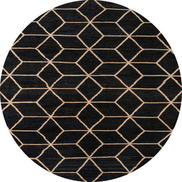 Round Abstract Coffee Brown Modern Rug, abs5070