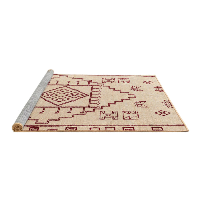 Sideview of Machine Washable Abstract Tangerine Pink Rug, wshabs5071