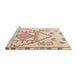 Sideview of Machine Washable Abstract Tangerine Pink Rug, wshabs5071