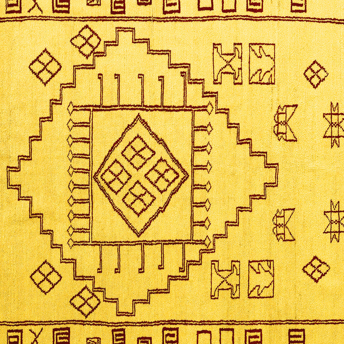 Square Machine Washable Solid Yellow Modern Rug, wshabs5071yw